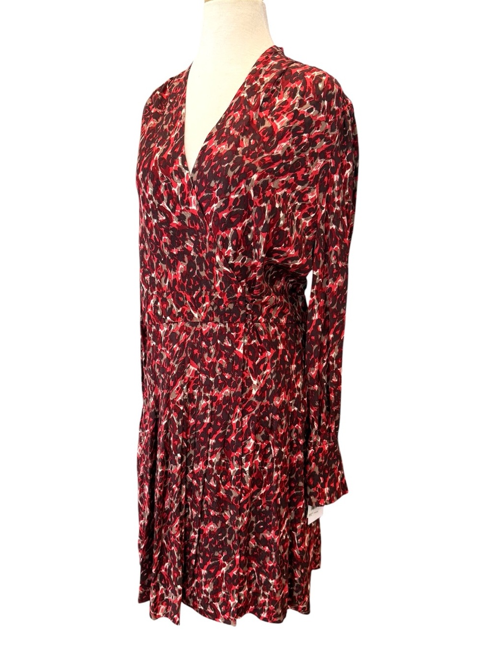 Equipment Femme Jenesse Dress NWT Merlot Leopard Wrap Mini Size 12 - Picture 3 of 12